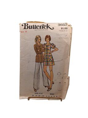 Butterick 3033 Junior Petite & Misses Vintage Sewing Pattern For Dress Tunic